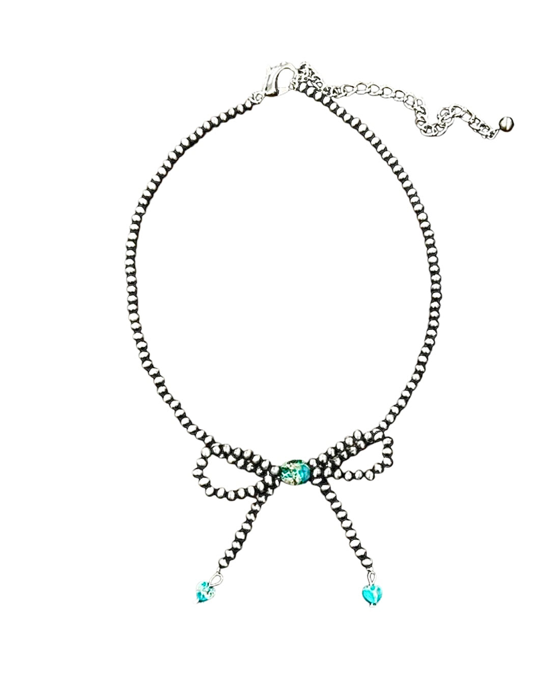 15" to 20" Long, Handmade Navajo Bead & Gemstone Necklace – 4mm Tiny Beads, Heart & Rondelle Stones, Lightweight, Western Style 738339