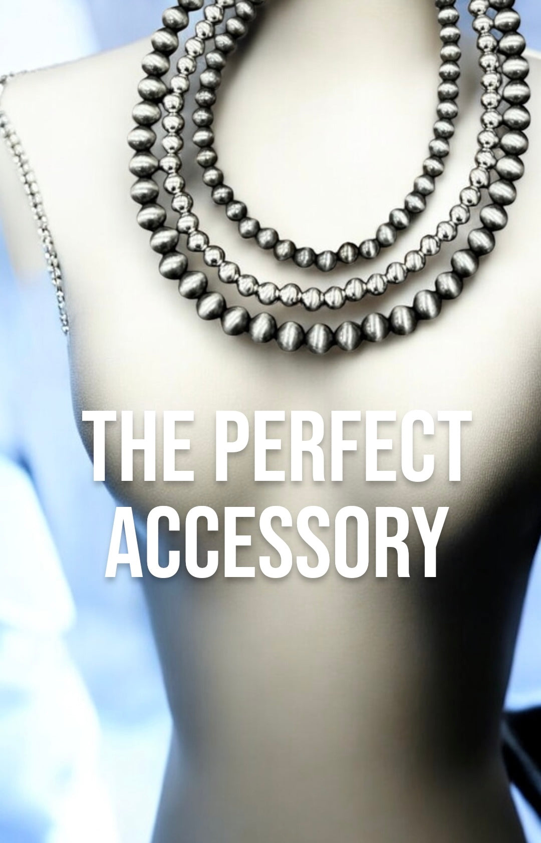 Handmade 3-Strand Silver & Navajo Bead Necklace, Western Boho Cowgirl Jewelry, Layered Polished Silver Bead Necklace 738350