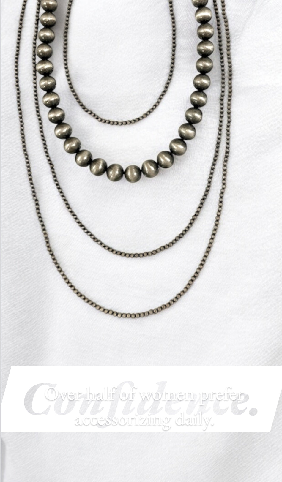30" to 35" Long Handmade 4-Strand Navajo Bead Necklace – 4mm & 14mm Beads 738865