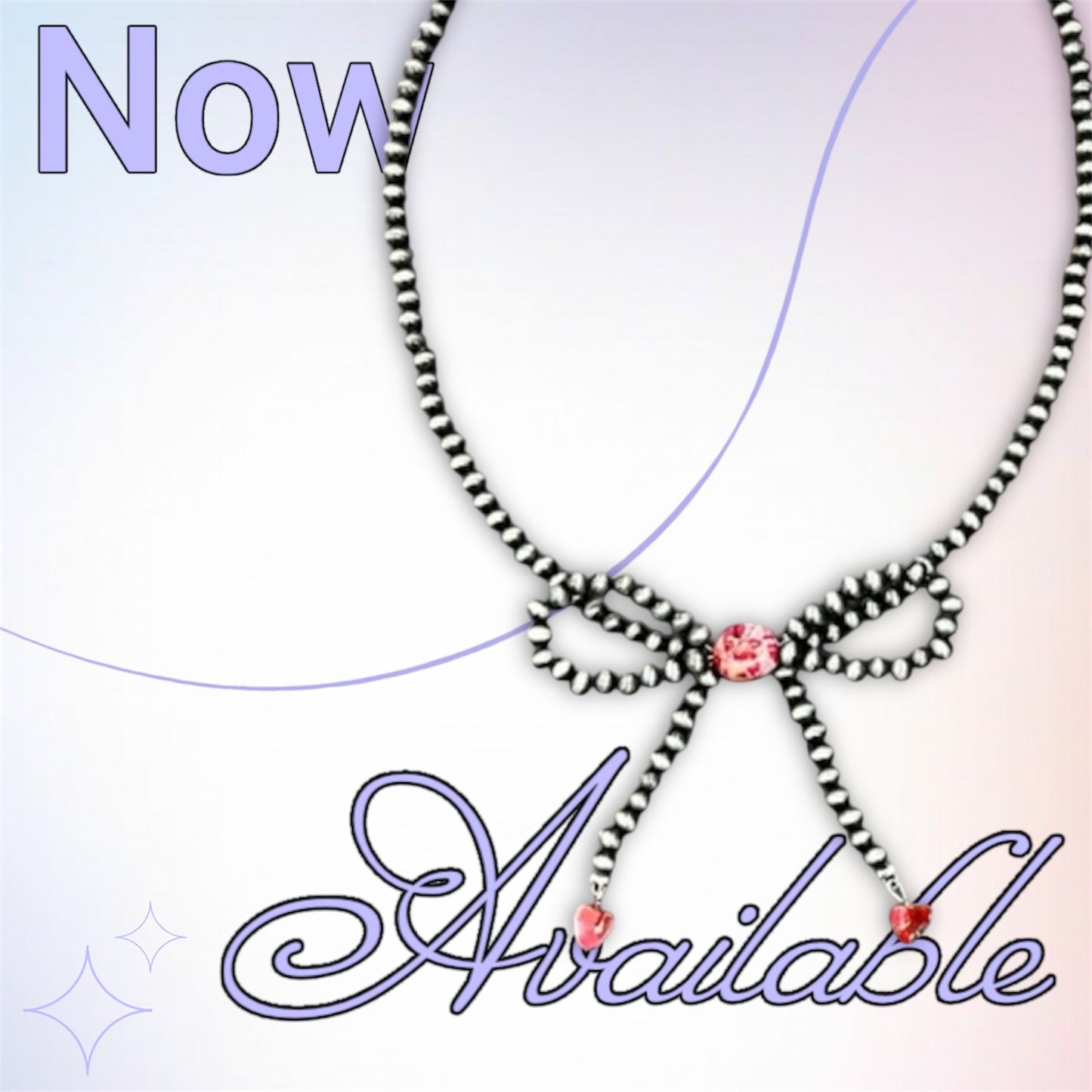 15" to 20" Long, Handmade Bow Navajo Bead & Gemstone Necklace – Tiny 4mm Beads, Heart & Rondelle Stones, Lightweight, Western Jewelry 939091