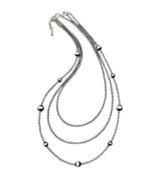 34" to 39" Extra-Long, Handmade 3-Strand Navajo Bead Necklace 739223