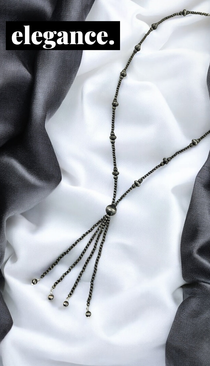 31" to 36" Long, Handmade Clustered Navajo Bead Tassel Necklace739367
