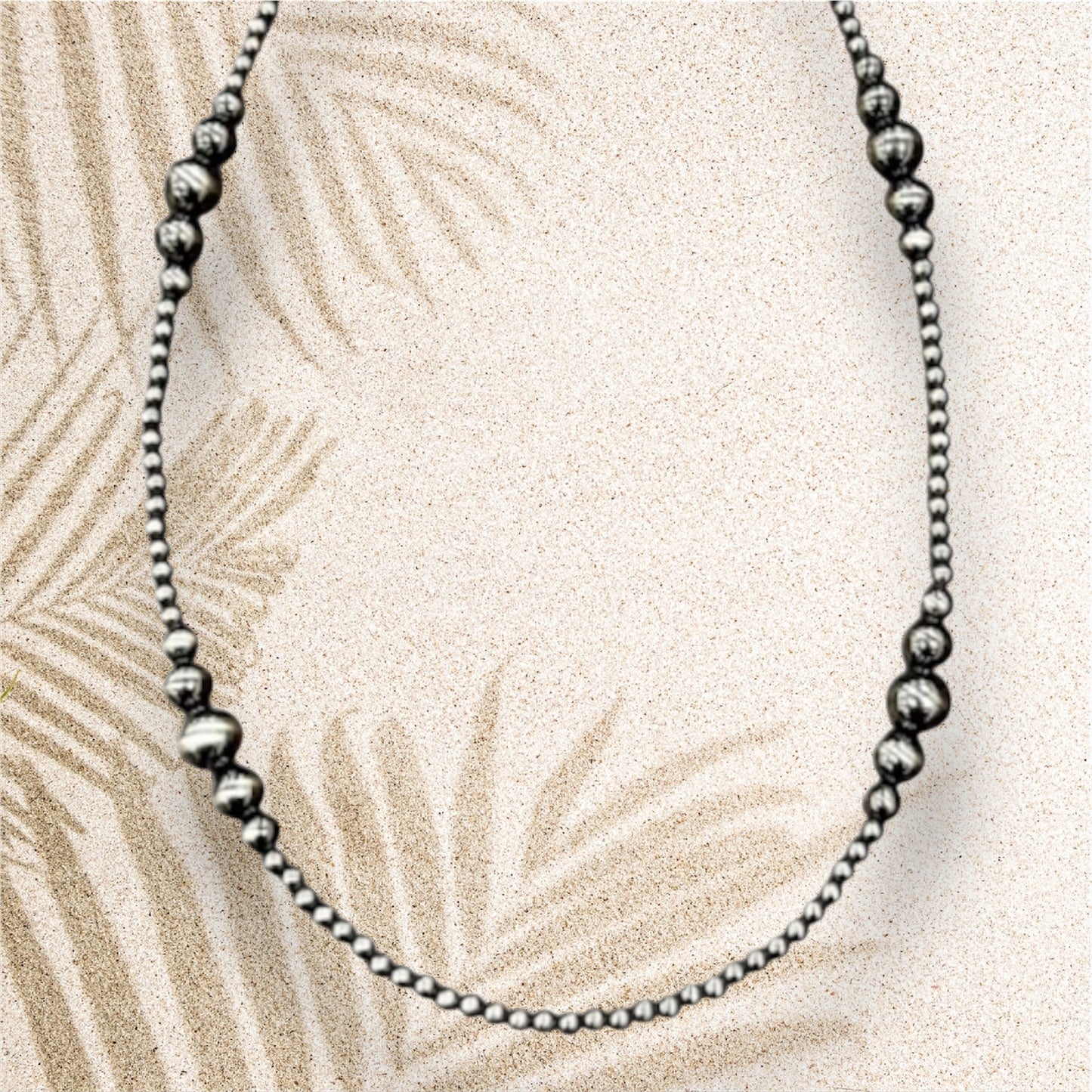 22" to 27" Long, Handmade Clustered Polish Navajo Bead Necklace – 4mm to 10mm Beads, Lightweight, Western Jewelry 739450