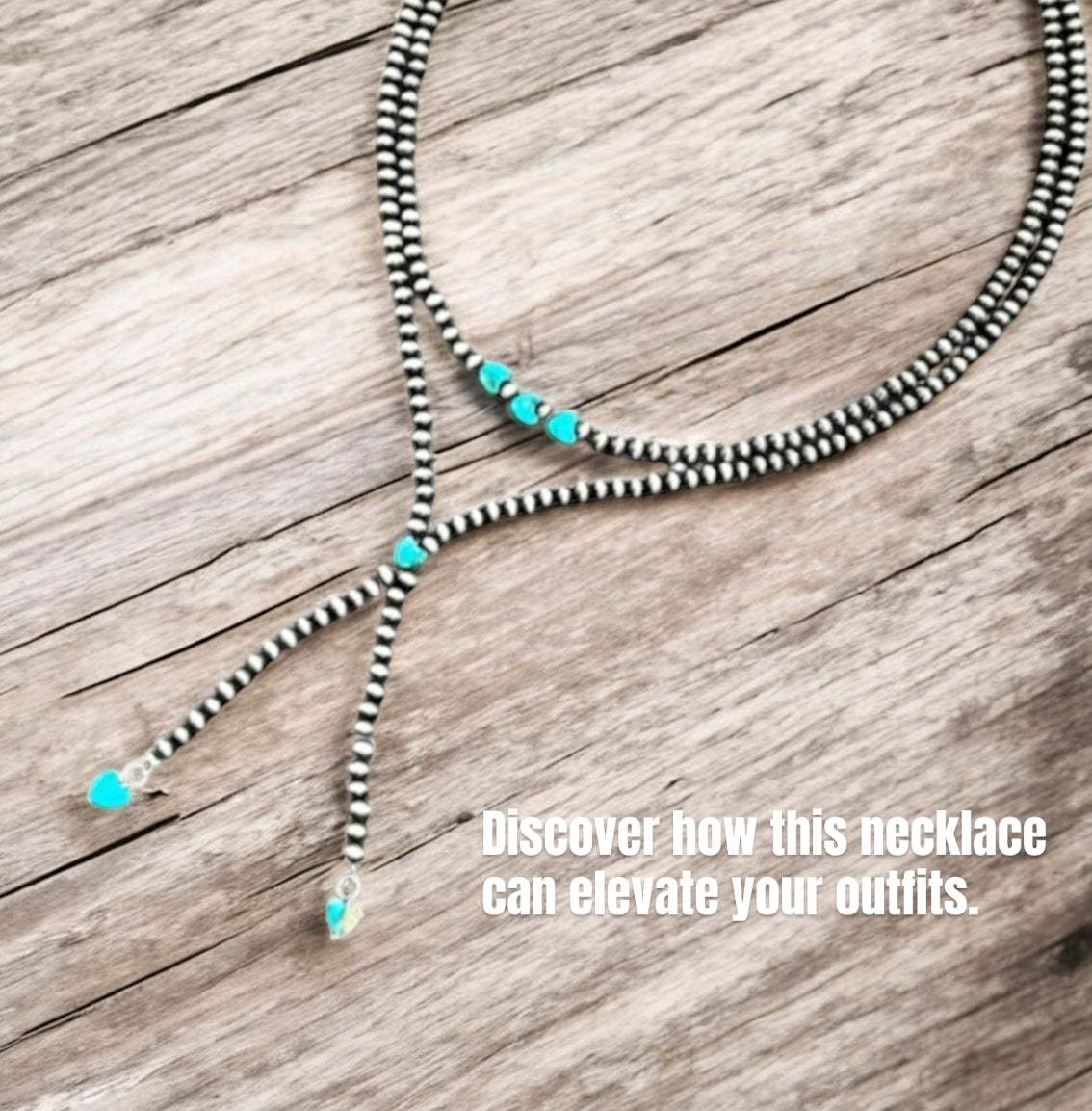 18" to 23" Long, Handmade 2-Strand Navajo Bead Necklace with Heart Gemstone 739467