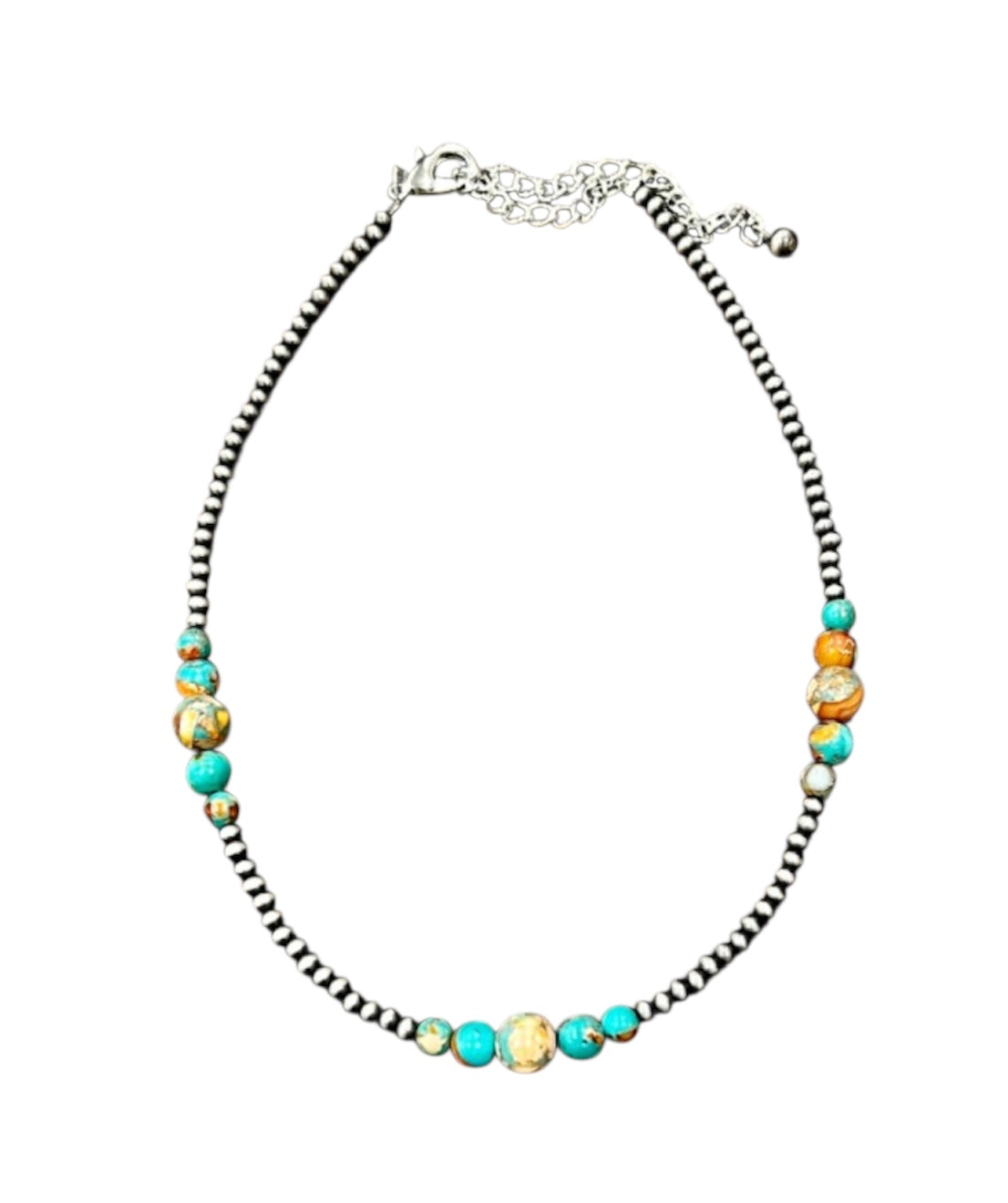 15" to 20" Long, Handmade Navajo Clustered Gemstone Necklace – 4mm to 10mm Beads, Lightweight, Western Jewelry 739537