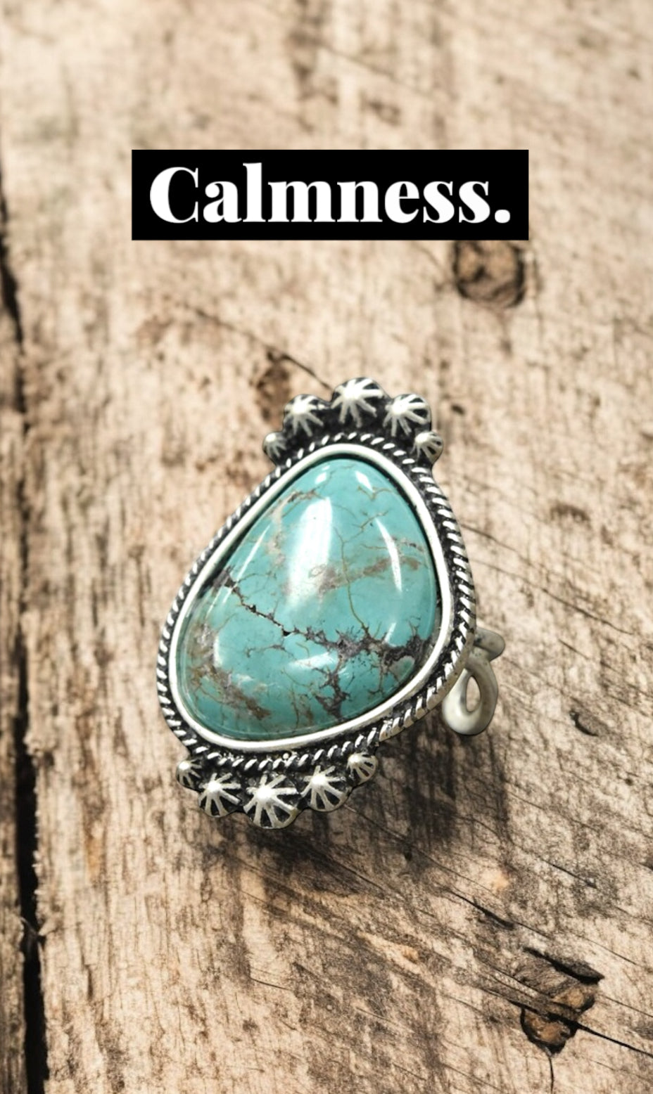 Big! 1.5" Long Turquoise Adjustable Ring, Brass Dual Band 750223