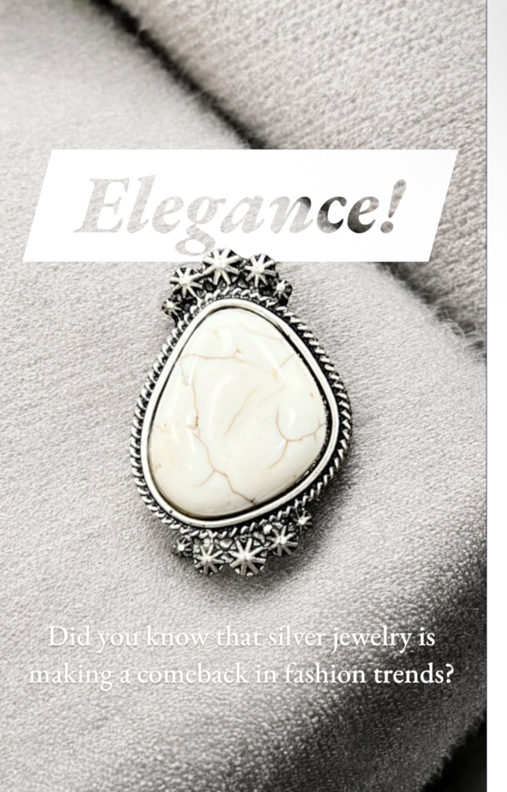 Big! 1.5" Long White Turquoise Adjustable Ring, Brass Dual Band 750263