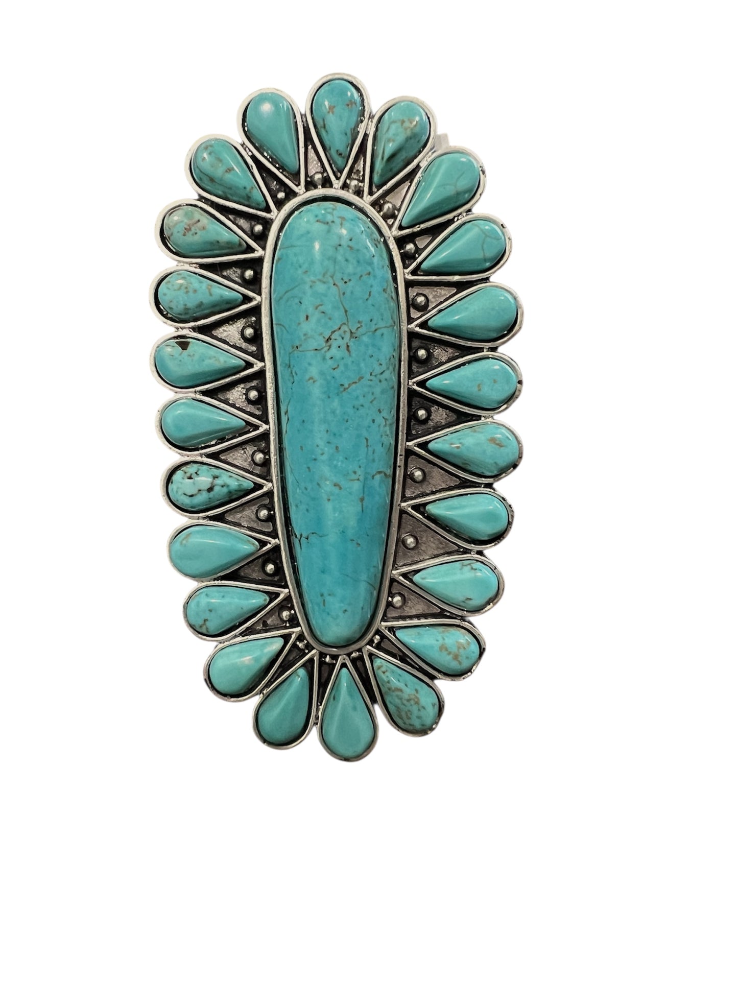 Monster Size! Navajo Turquoise Ring – Brass Dual Adjustable Band 750301