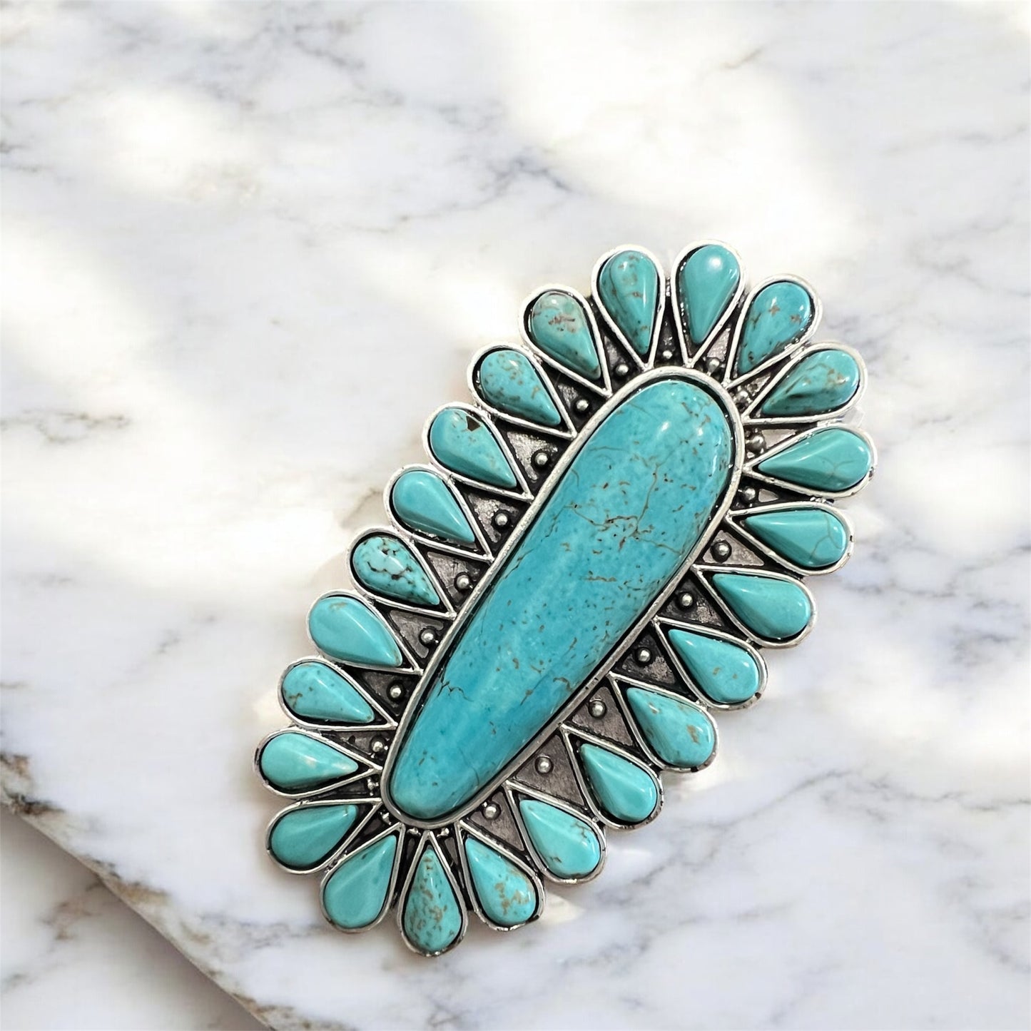 Monster Size! Navajo Turquoise Ring – Brass Dual Adjustable Band 750301