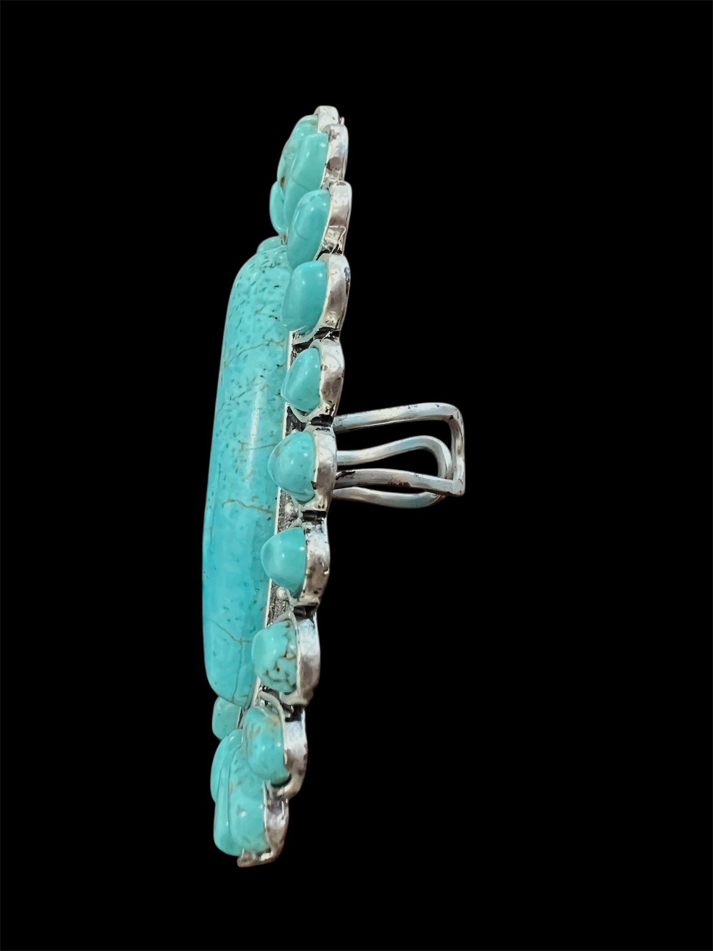 Monster Size! Navajo Turquoise Ring – Brass Dual Adjustable Band 750301