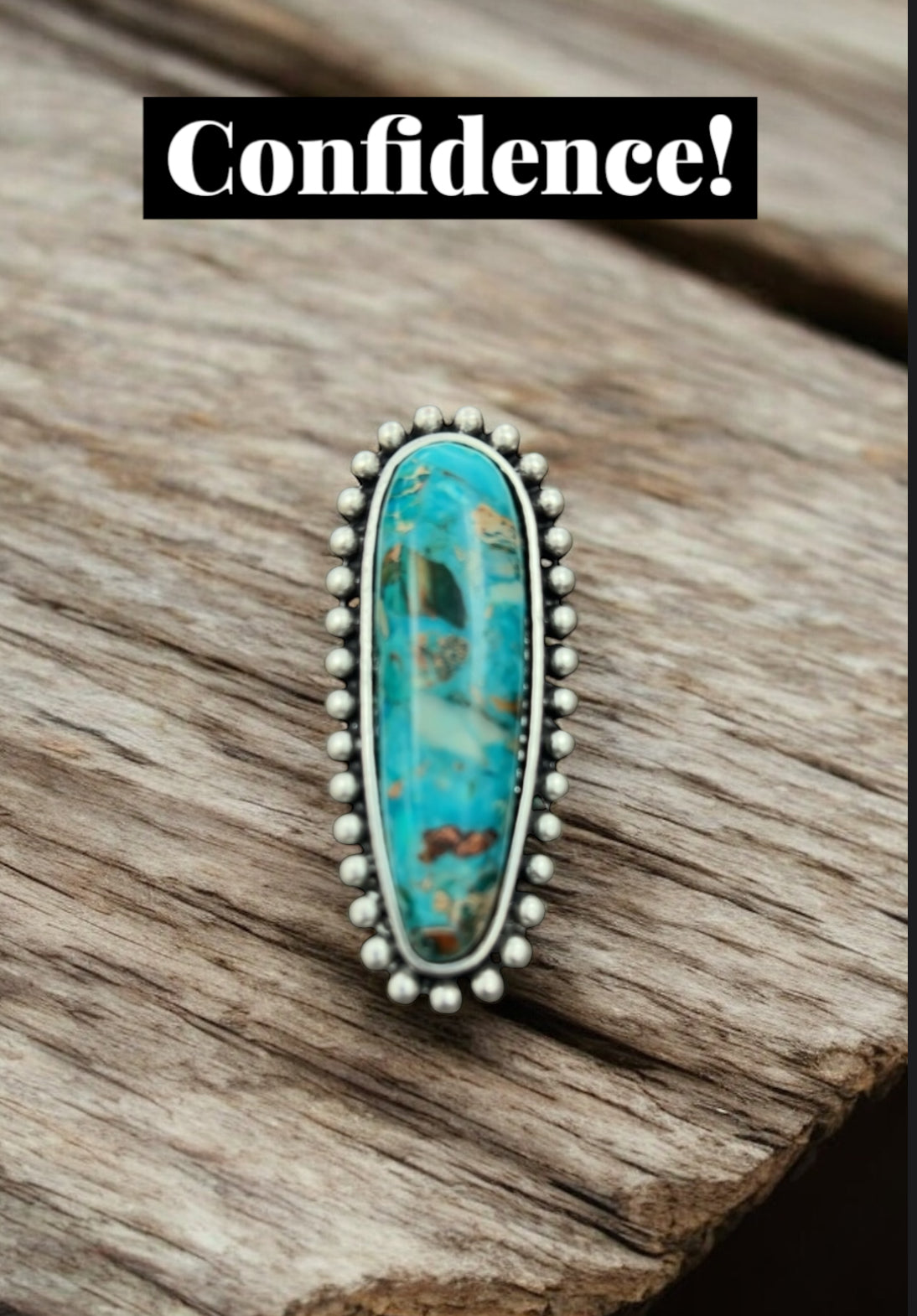 2.6" Long, Very-Big! Gemstone Ring with Brass Dual Adjustable Band 750500