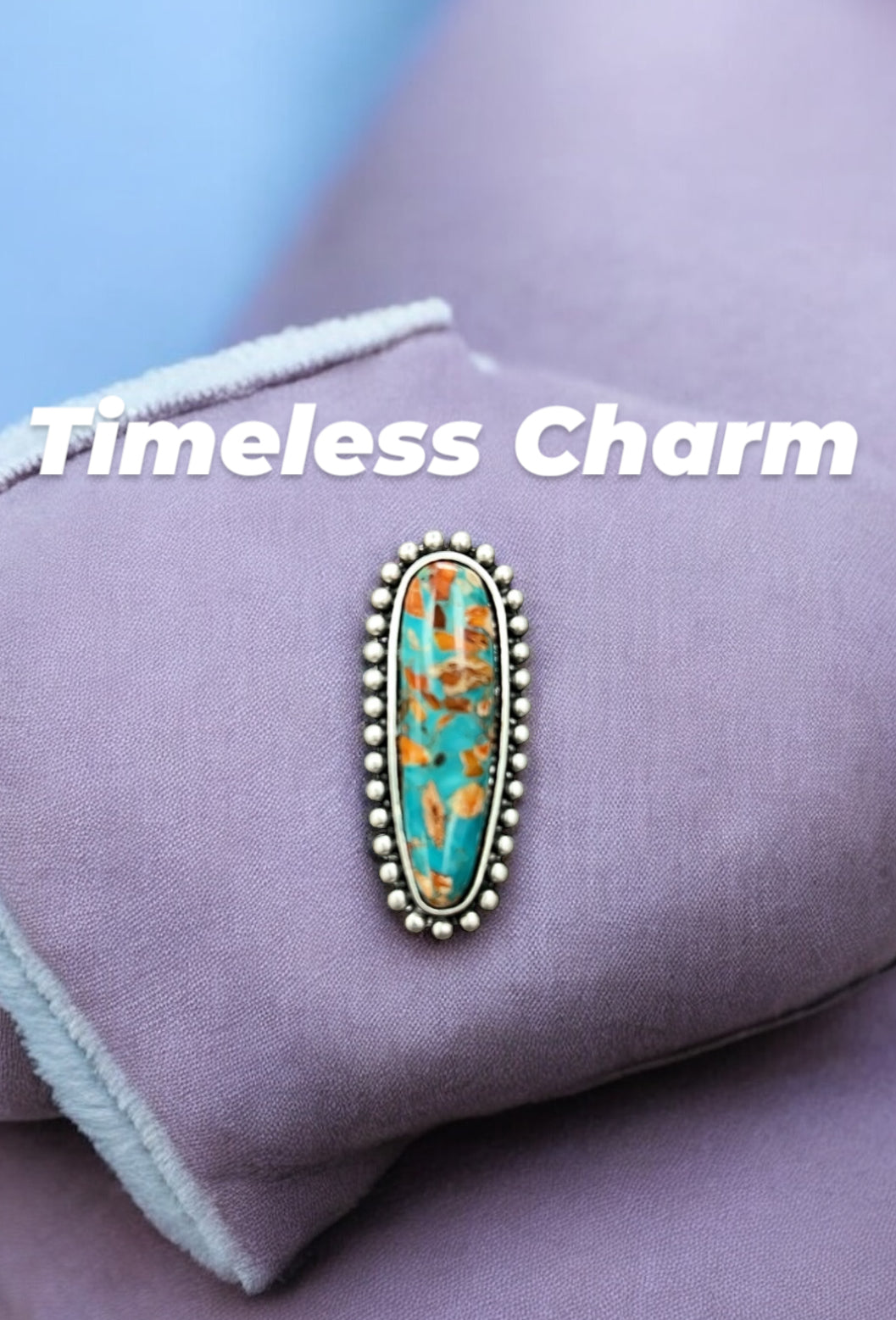 2.6" Long, Very-Big Gemstone Ring, Brass Dual Adjustable Band, Antique Silver Plate 750509