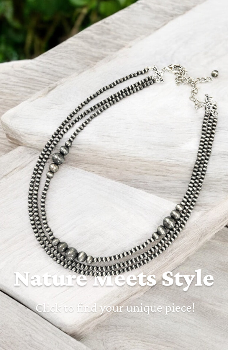 17" to 22" Long Handmade 3-Strand Tiny 4mm Navajo Bead Necklace 735139