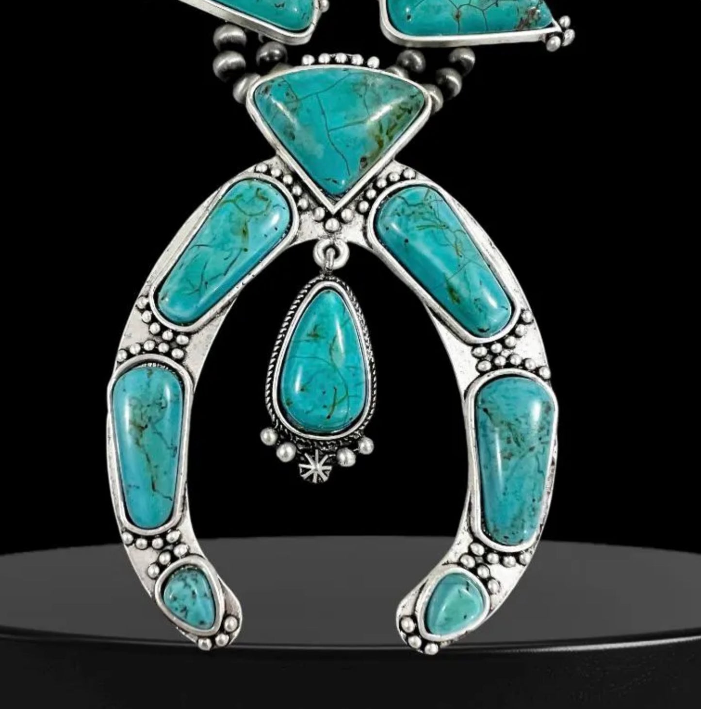 Handmade Squash Blossom Turquoise Necklace 733168