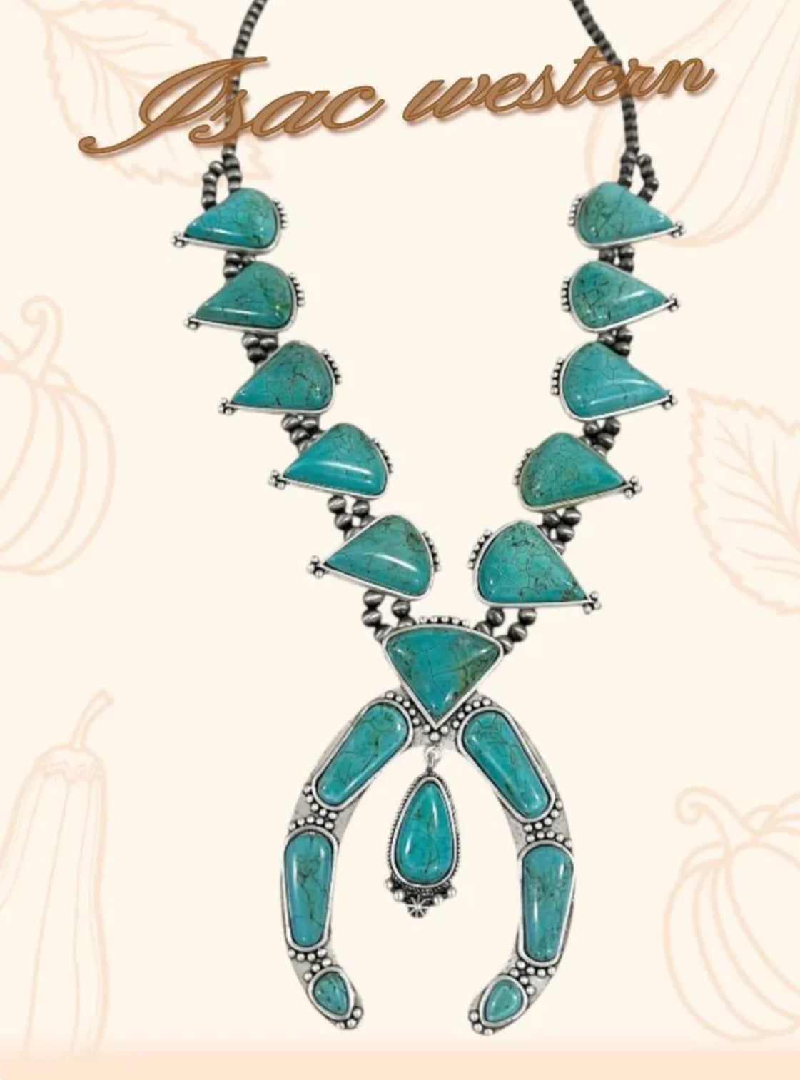 Handmade Squash Blossom Turquoise Necklace 733168