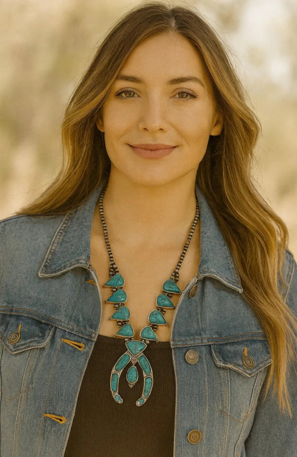 Handmade Squash Blossom Turquoise Necklace 733168