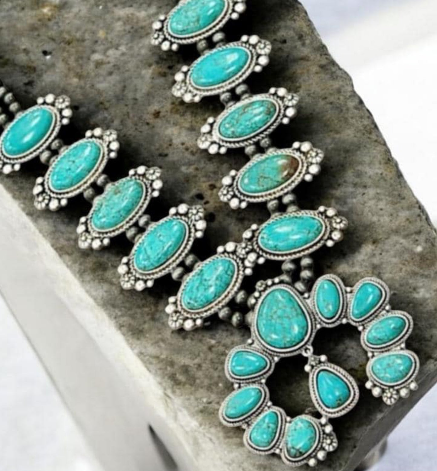 30-inch Squash Blossom Turquoise Necklace 731820
