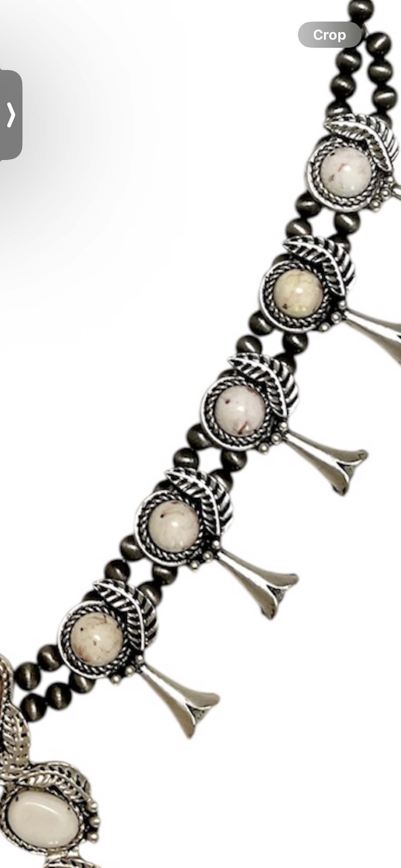 24 Inch Long Squash Blossom White Turquoise Necklace 732630