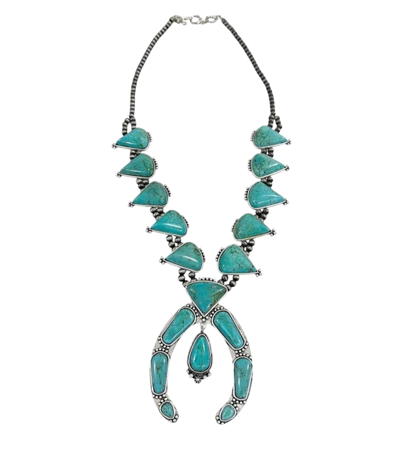 Handmade Squash Blossom Turquoise Necklace 733168