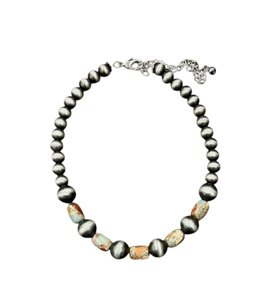 Isac Handmade Gemstone, Navajo Bead Necklace 739426,