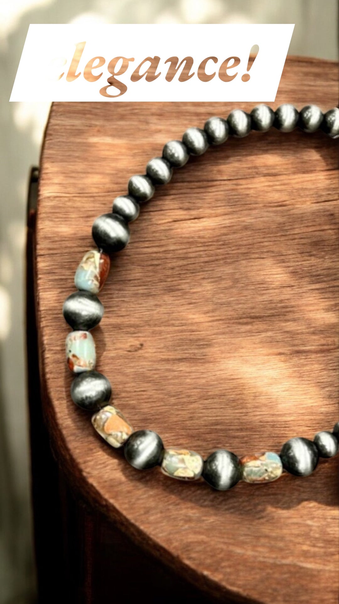 Isac Handmade Gemstone, Navajo Bead Necklace 739426,