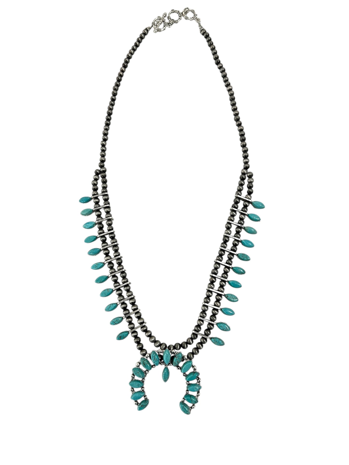 Handmade Squash Blossom Turquoise Necklace 630993
