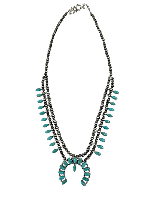 Handmade Squash Blossom Turquoise Necklace 630993