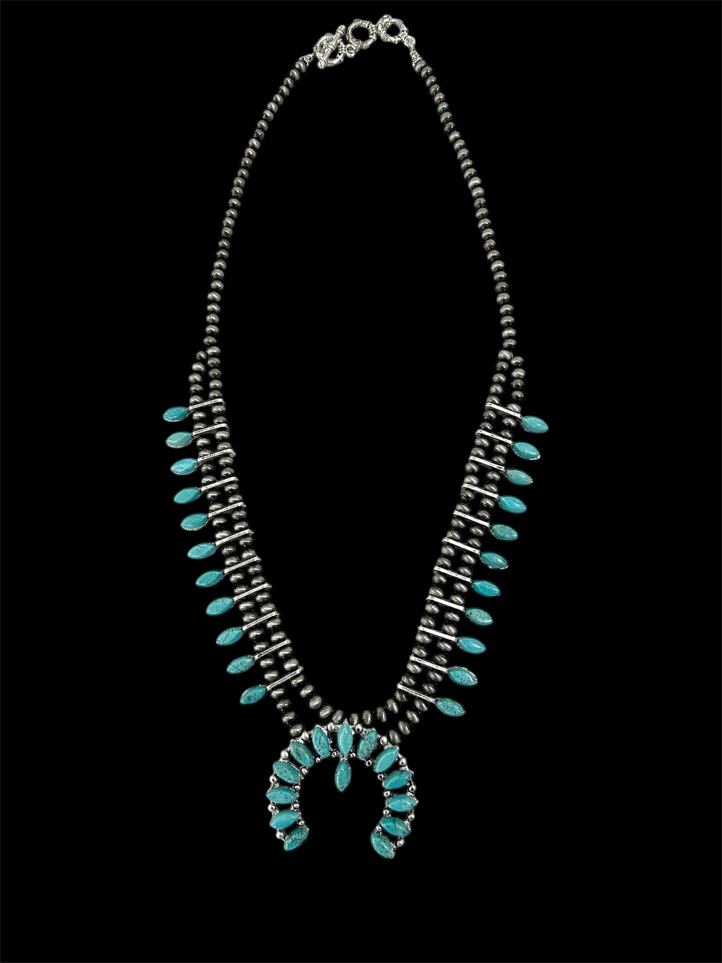 Handmade Squash Blossom Turquoise Necklace 630993