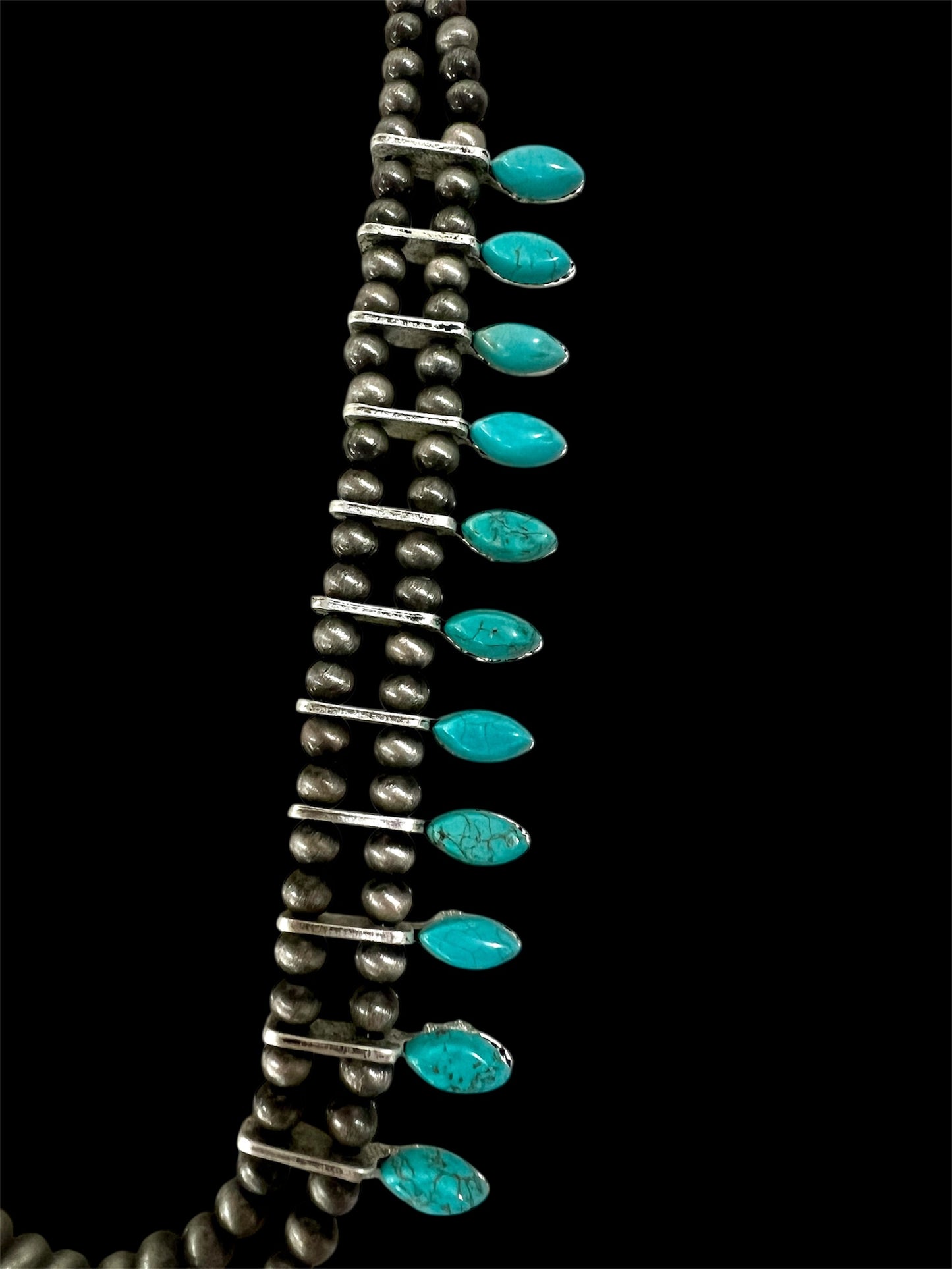 Handmade Squash Blossom Turquoise Necklace 630993