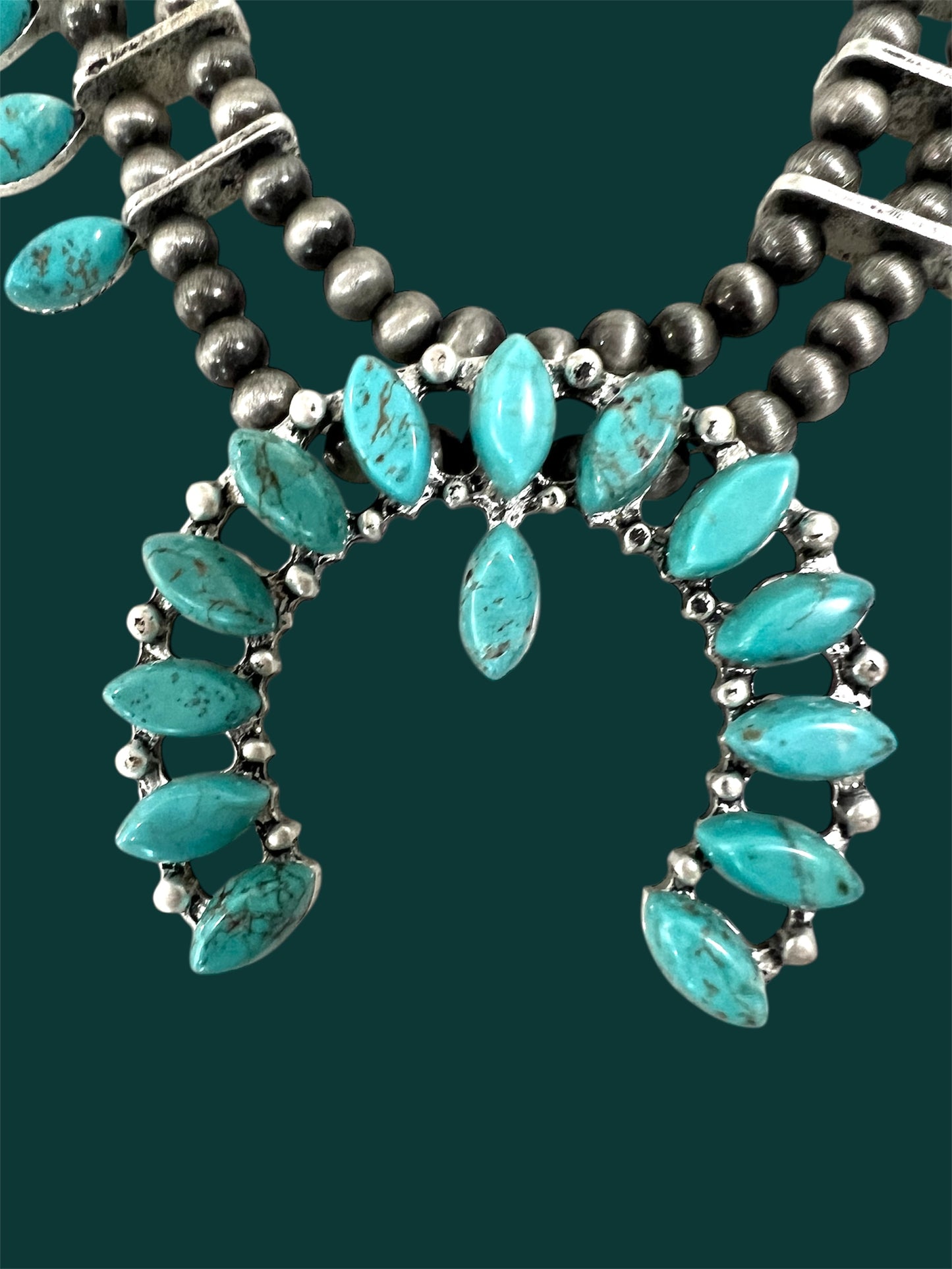 Handmade Squash Blossom Turquoise Necklace 630993