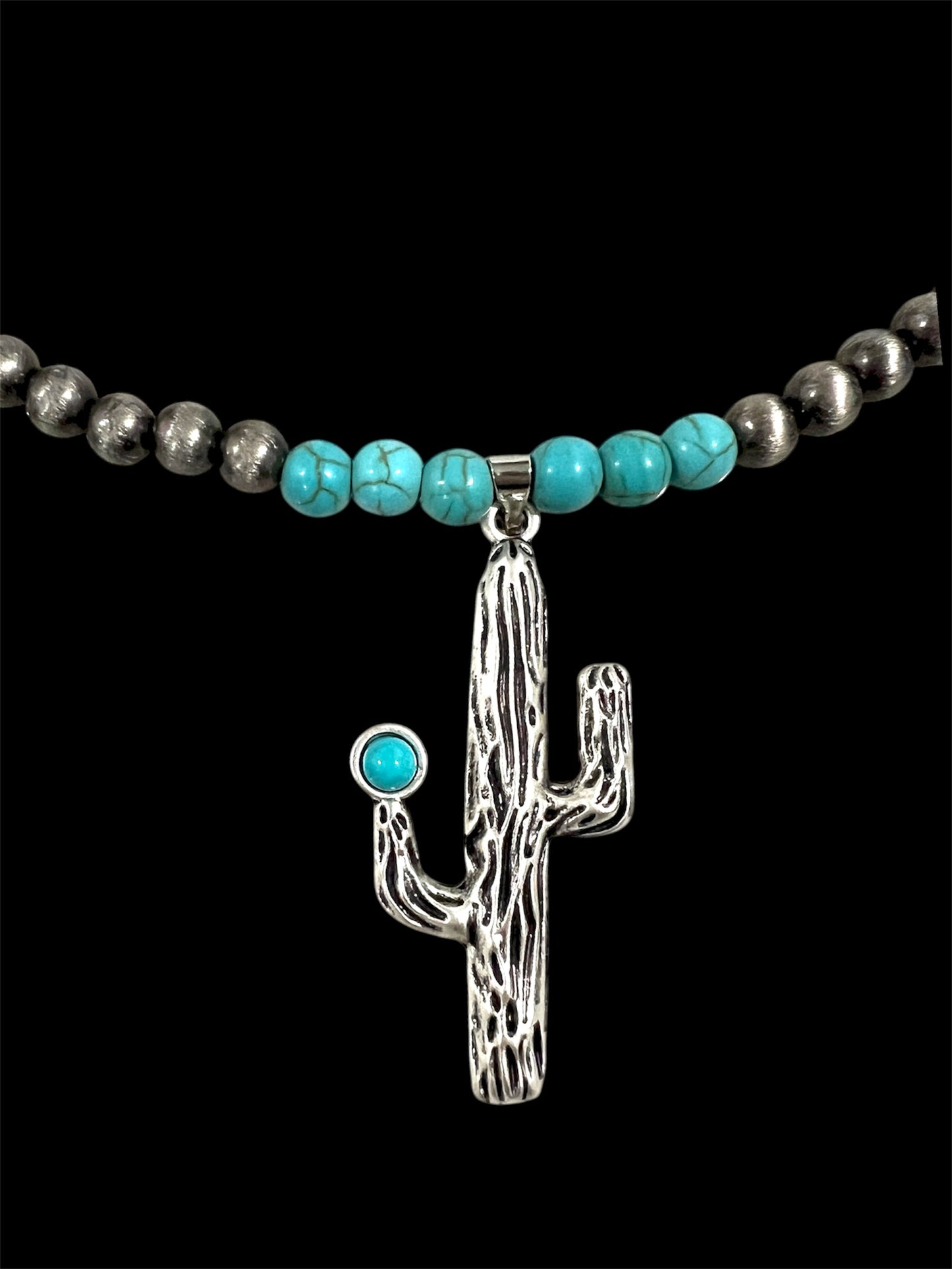 Turquoise Cactus Navajo Pearl Necklace