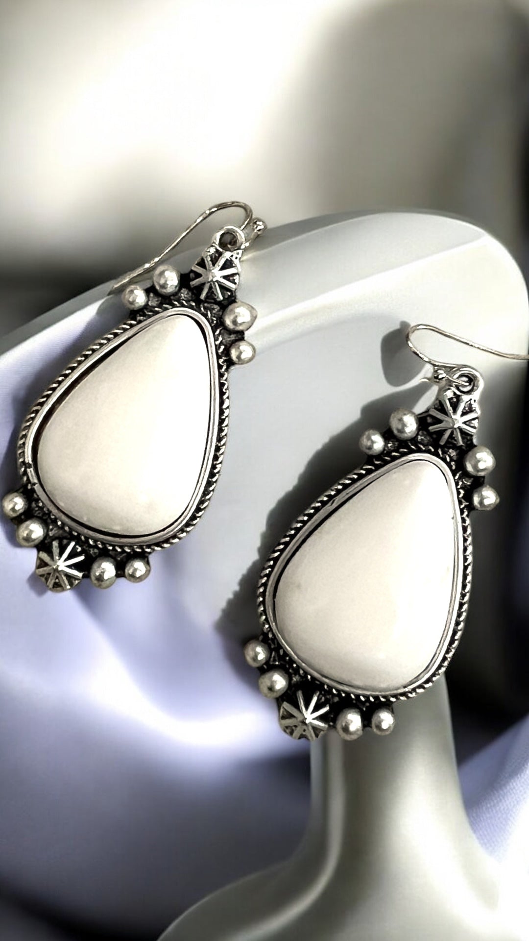 Squash blossoms white turquoise earrings