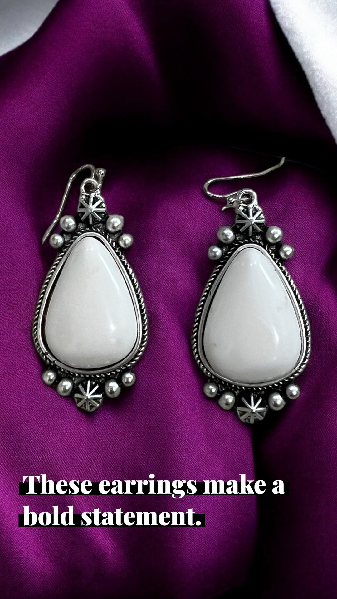 Squash blossoms white turquoise earrings