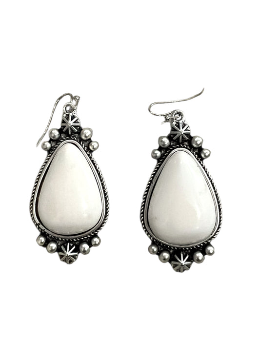 Squash blossoms white turquoise earrings